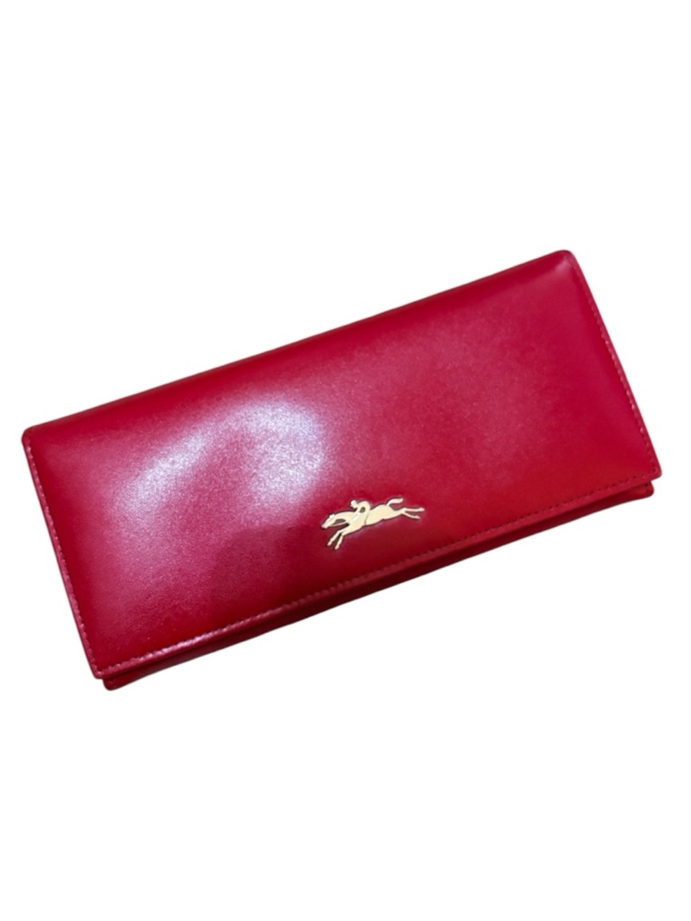 Longchamp leather long wallet red
